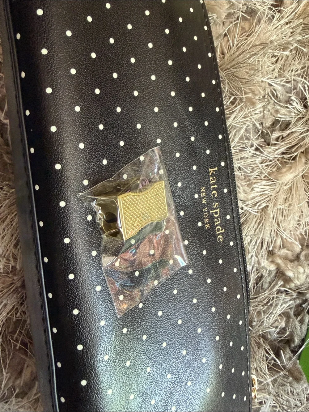 NWT kate spade Black with White Polka Dot Pencil Case